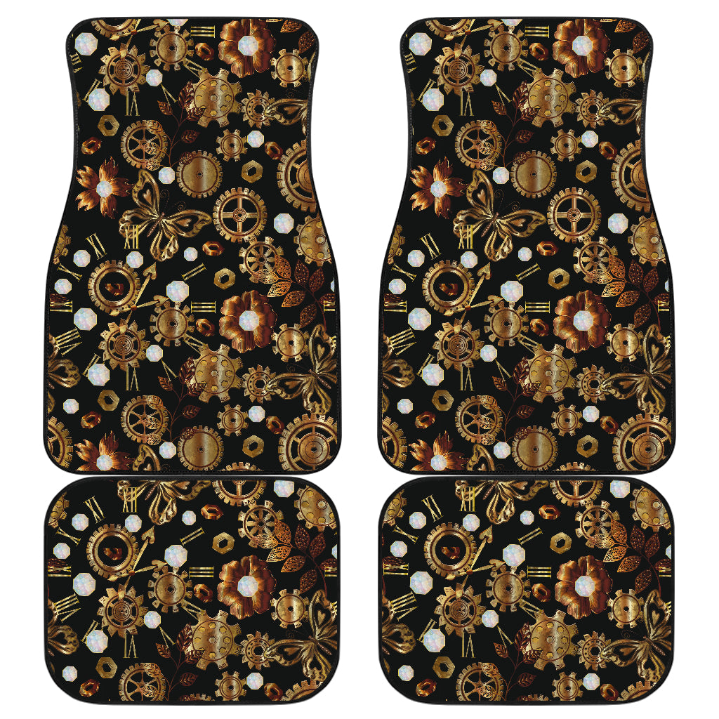 Steampunk Butterfly Design Themed Print Car Floor Mats Front Back