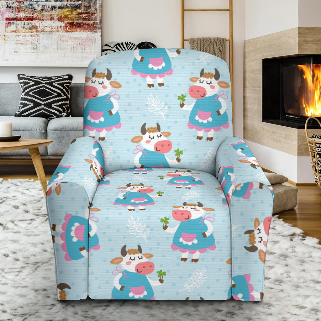 Cattle Happy Pattern Print Design 03 Single Sofa Slipcover