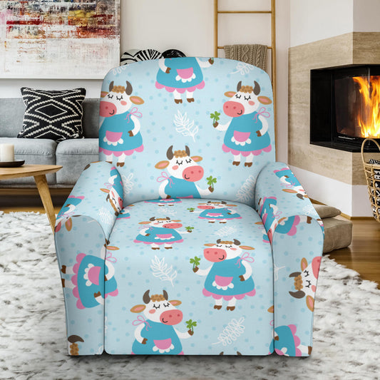 Cattle Happy Pattern Print Design 03 Single Sofa Slipcover
