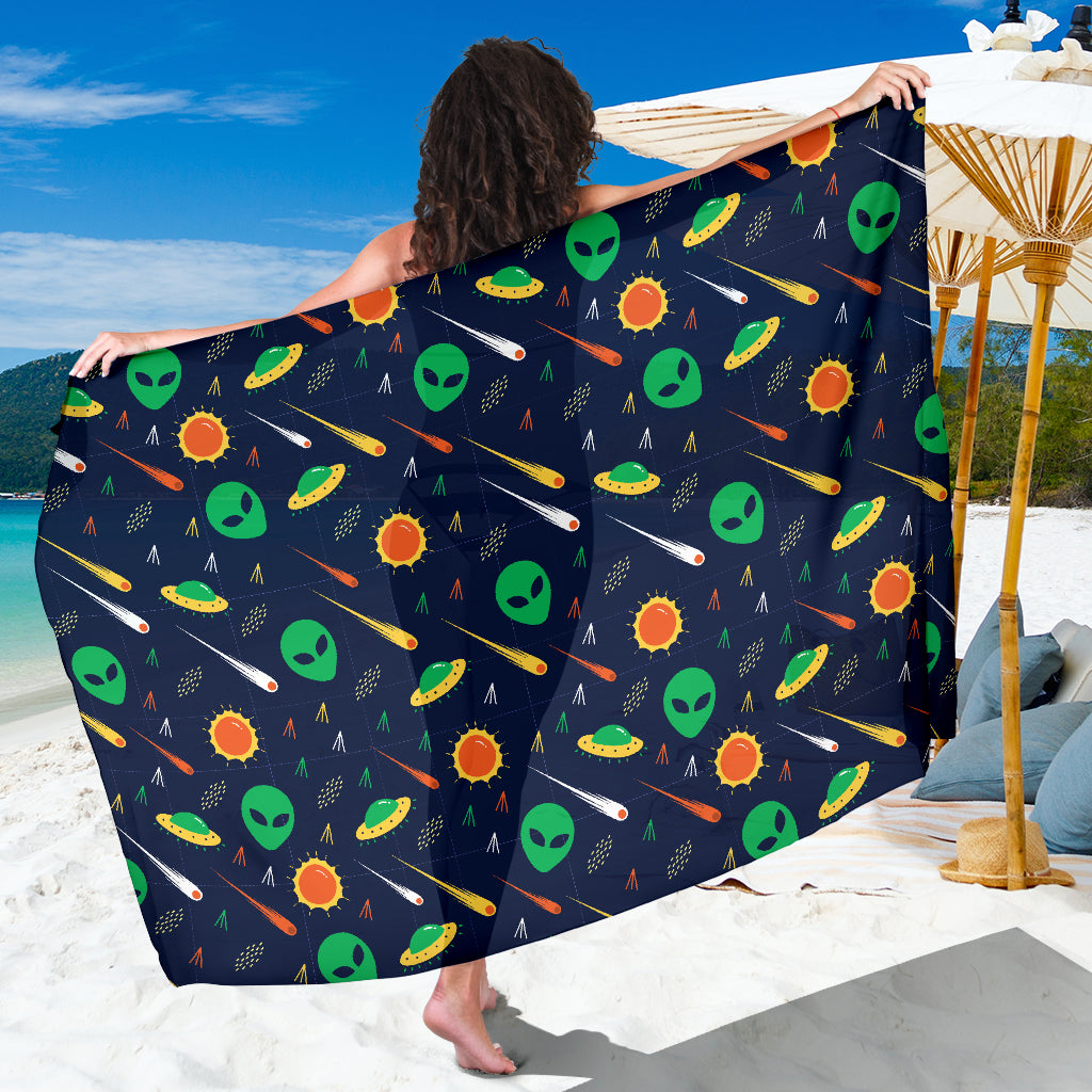 Alien UFO Pattern Print Design 05 Sarong Pareo Wrap