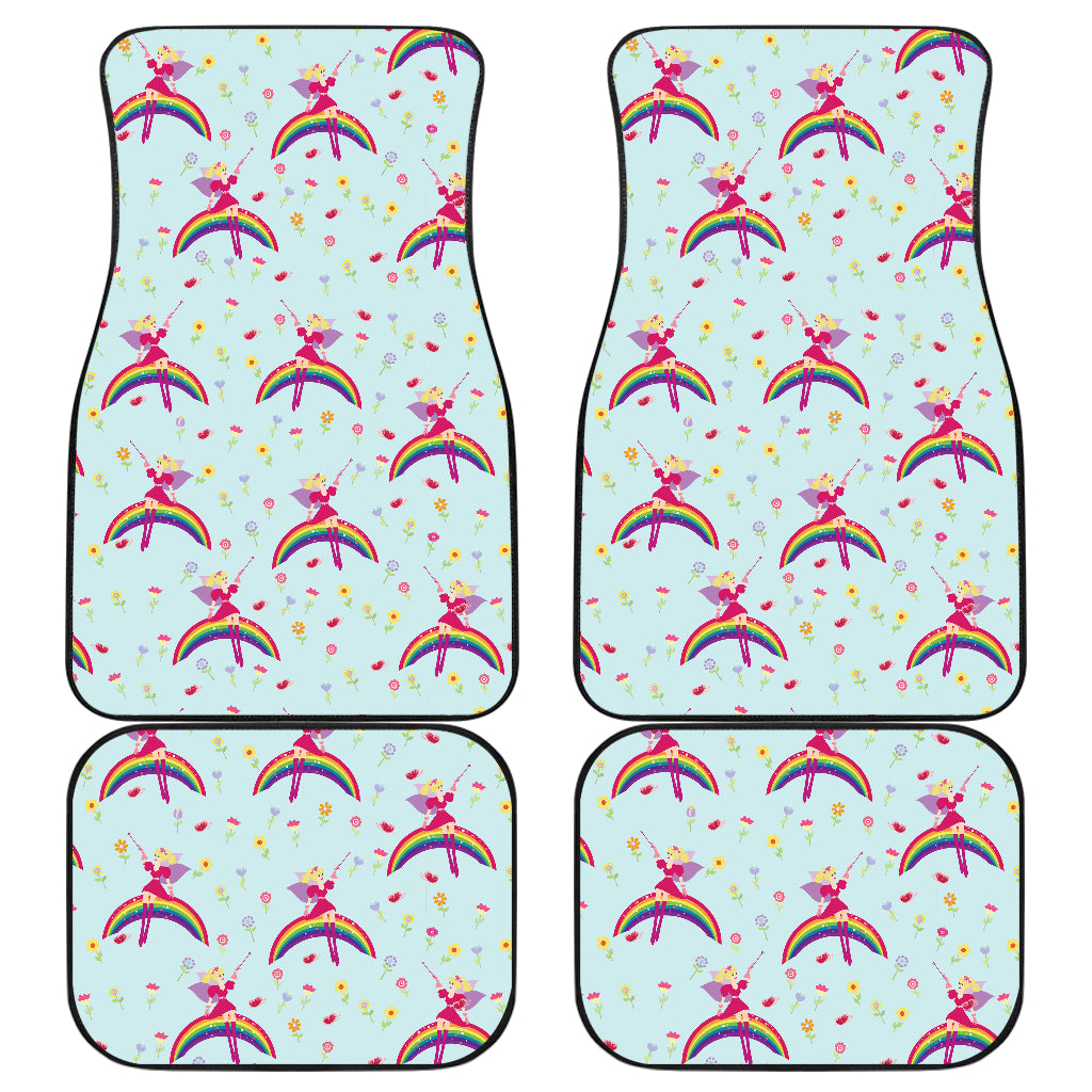 Fairy with Rainbow Print Pattern Car Floor Mats Front Back