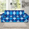 Argyle Blue Pattern Print Design 02 Sofa Slipcover