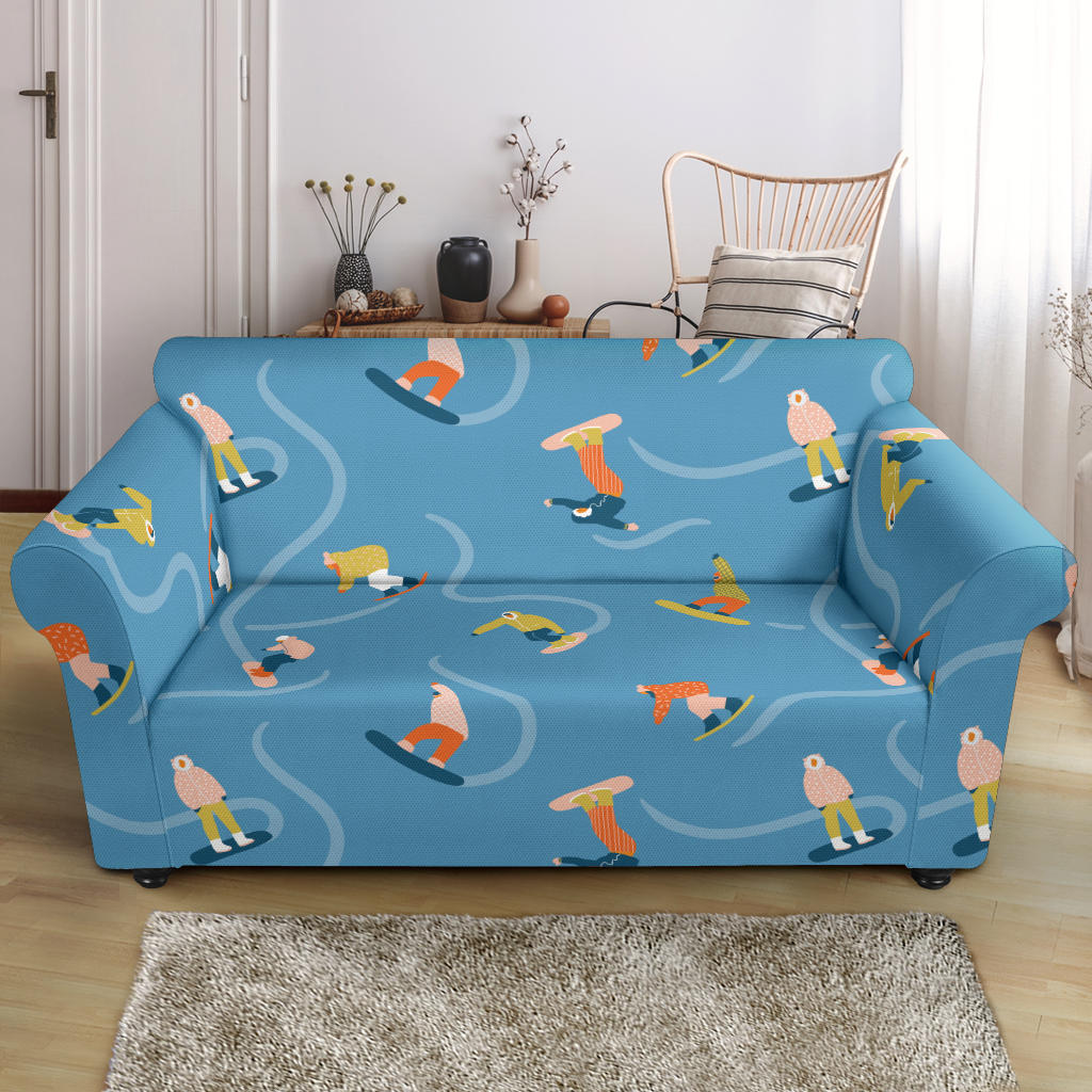 Snowboard Print Design LKS303 Loveseat Couch Slipcover