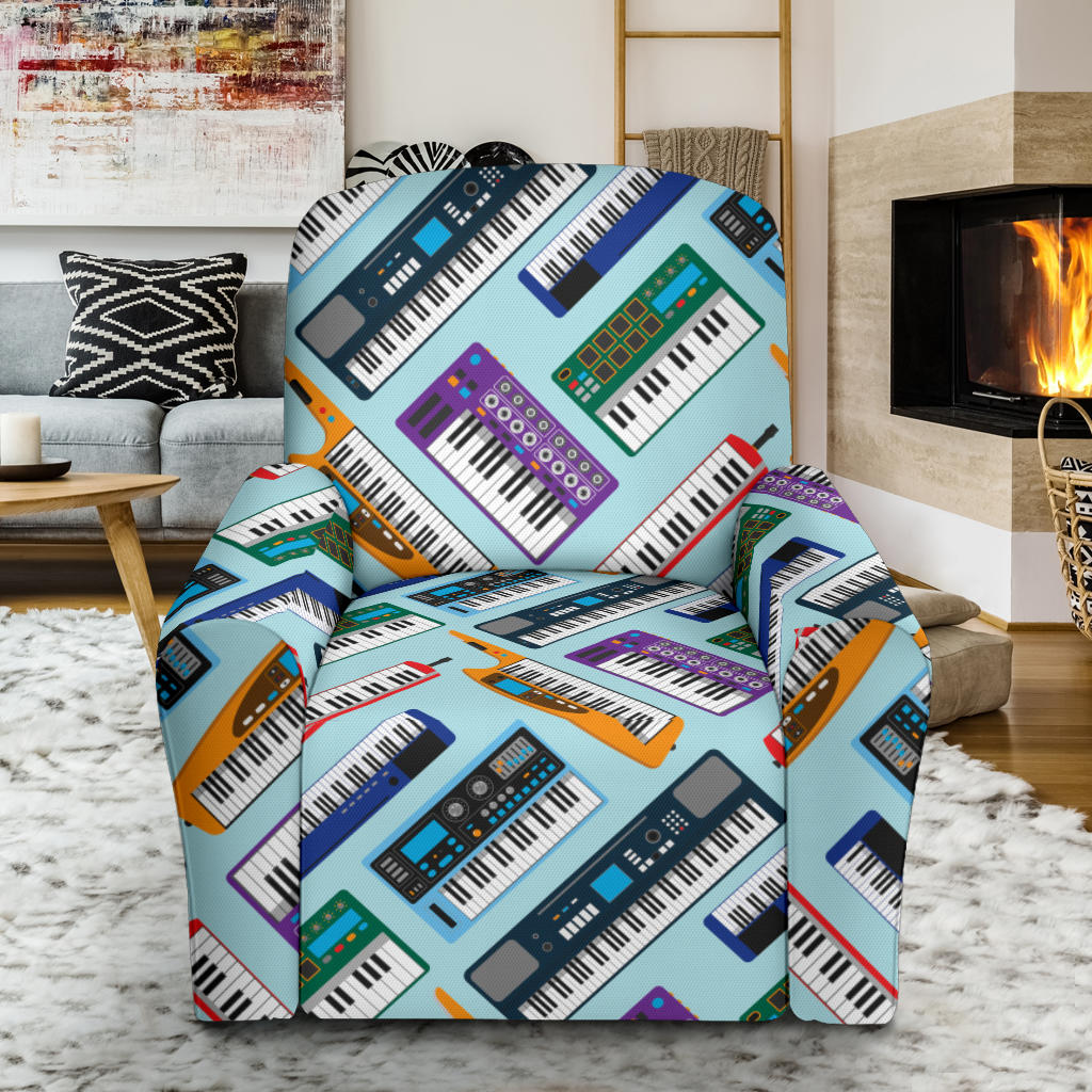 Synthesizer Pattern Print Design 02 Recliner Slipcover with Pocket