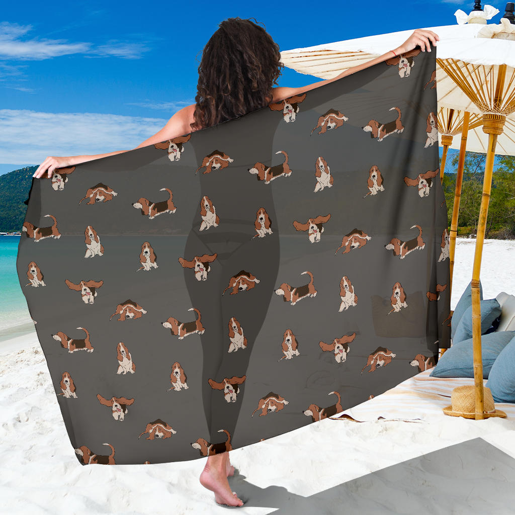 Basset Hound Pattern Print Design 03 Sarong Pareo Wrap