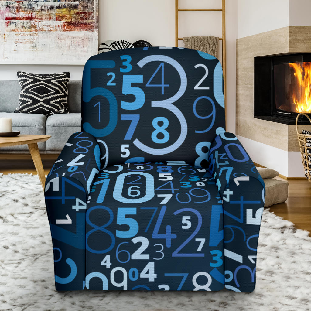 Number Pattern Print Design A02 Recliner Slipcover with Pocket
