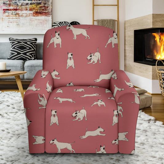 Bull Terriers Pattern Print Design 09 Recliner Slipcover with Pocket