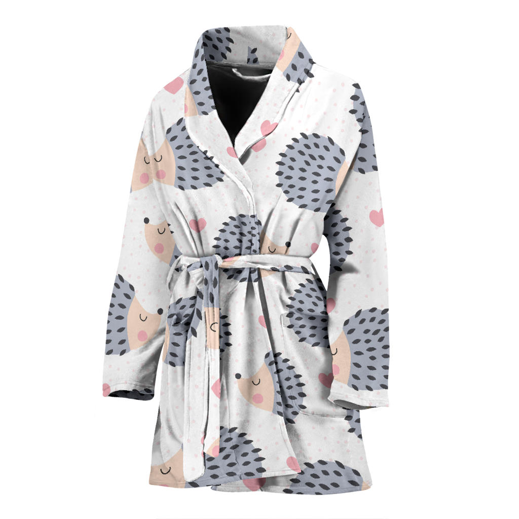 Hedgehog Baby Pattern Print Design 03 Women Bathrobe