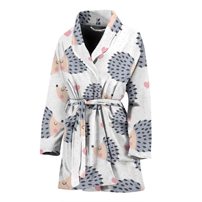 Hedgehog Baby Pattern Print Design 03 Women Bathrobe