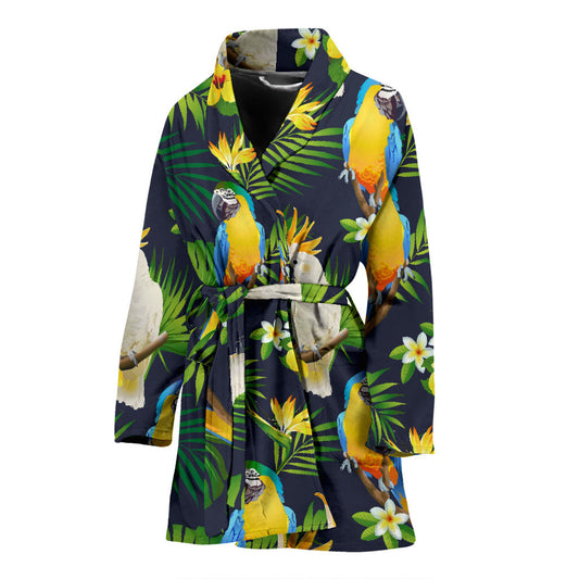 Parrot Pattern Print Design A03 Women Bathrobe