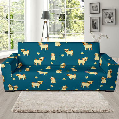 Pug Pattern Print Design A06 Sofa Slipcover