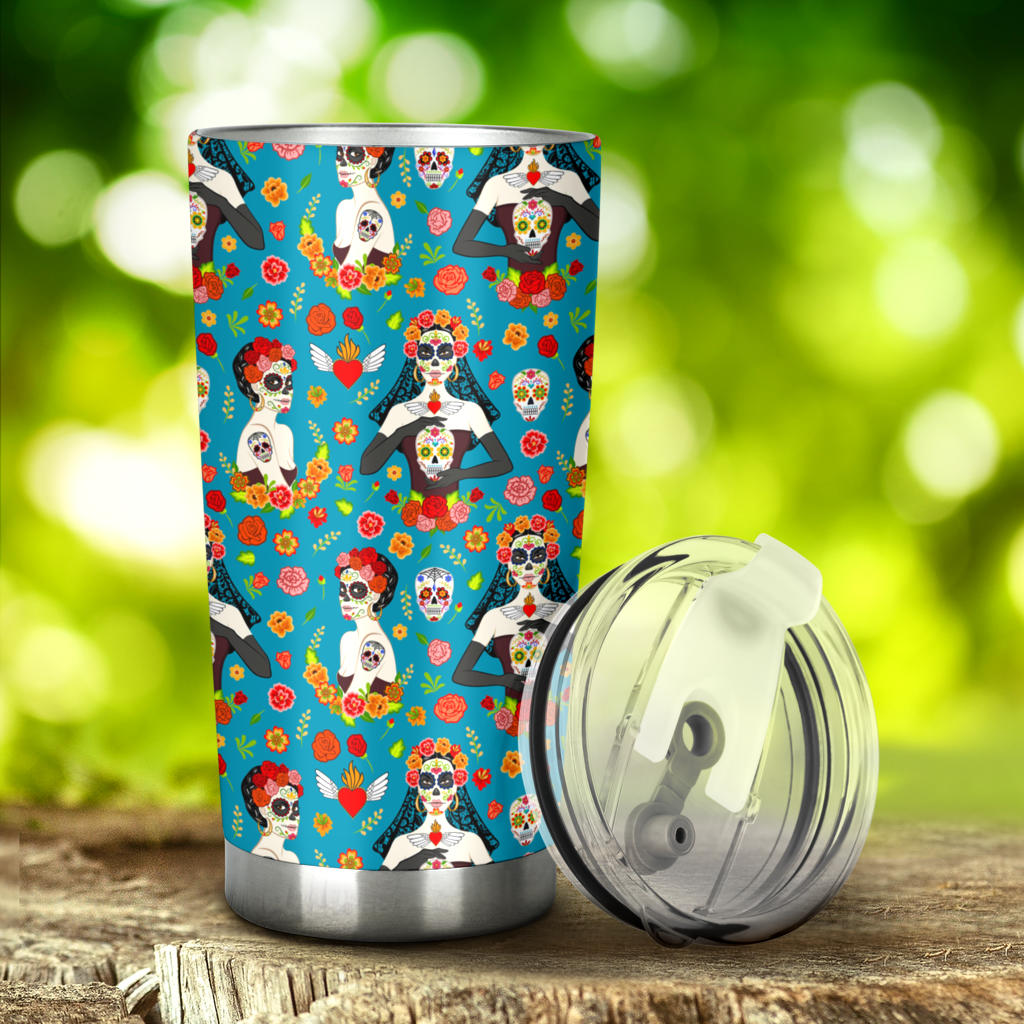 Day of the Dead Old School Girl Design Tumbler