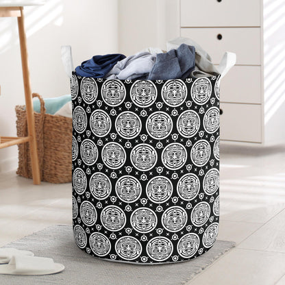 Calendar Aztec White Black Print Pattern Laundry Basket