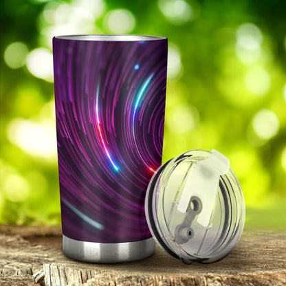 Vortex Twist Swirl Purple Neon Print Tumbler