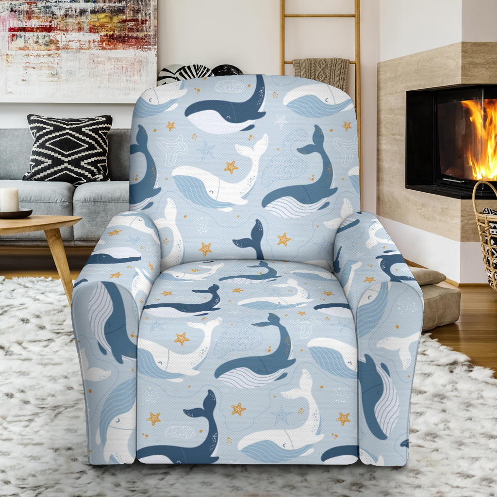 Whale Print Design LKS305 Recliner Slipcover