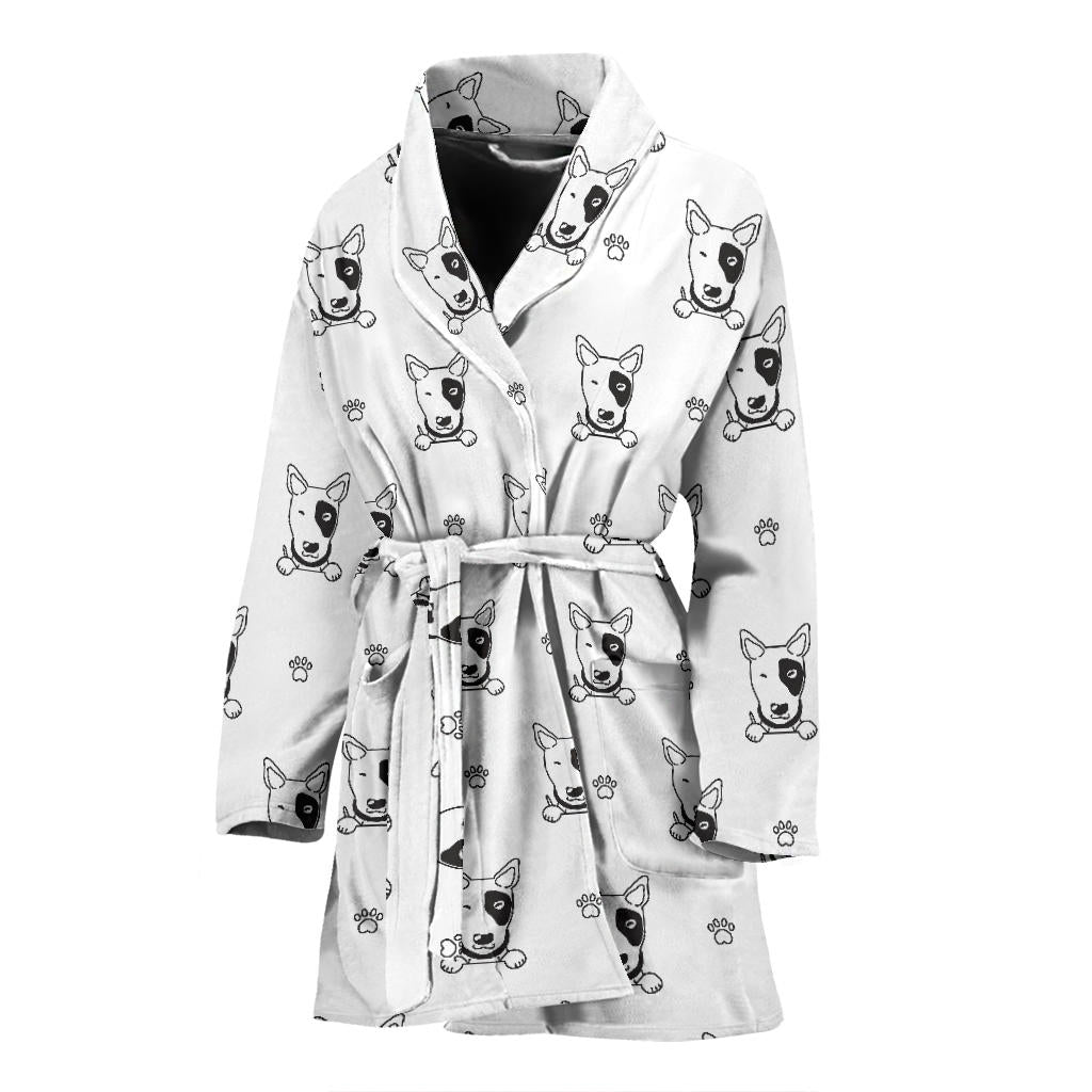 Bull Terriers Pattern Print Design 06 Women Bathrobe
