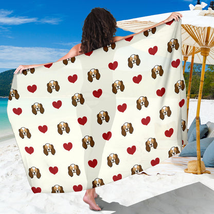 Cavalier King Charles Spaniels Pattern Print Design 01 Sarong Pareo Wrap