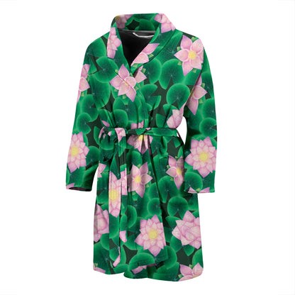 Water Lily Print Design LKS303 Men Bathrobe