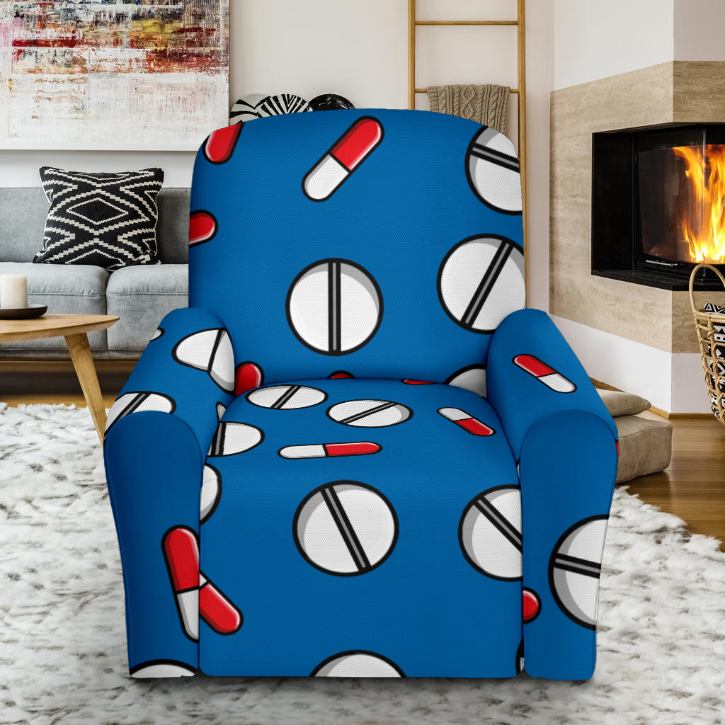 Pill Pattern Print Design A05 Recliner Slipcover with Pocket