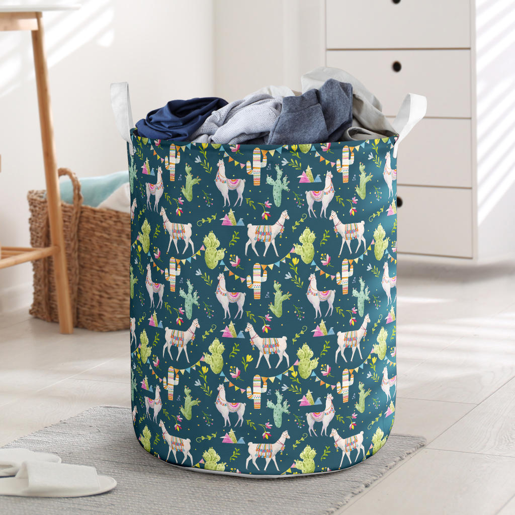 Llama with Cactus Design Print Laundry Basket