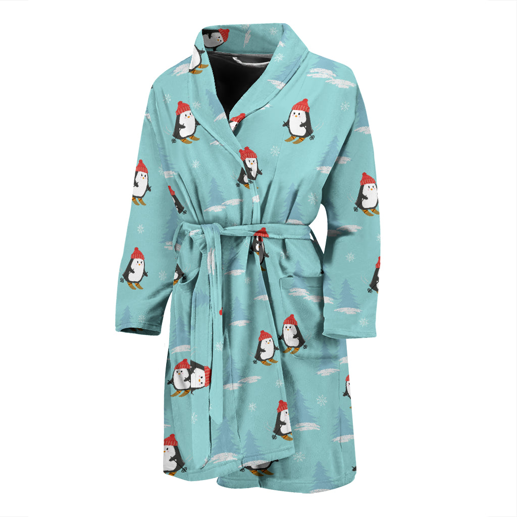 Ski Penguin Print Design LKS304 Men Bathrobe