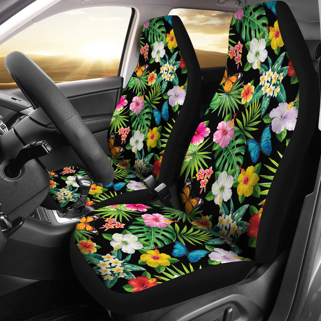 Hibiscus With Butterfly Print Design LKS305 Car Seat Covers