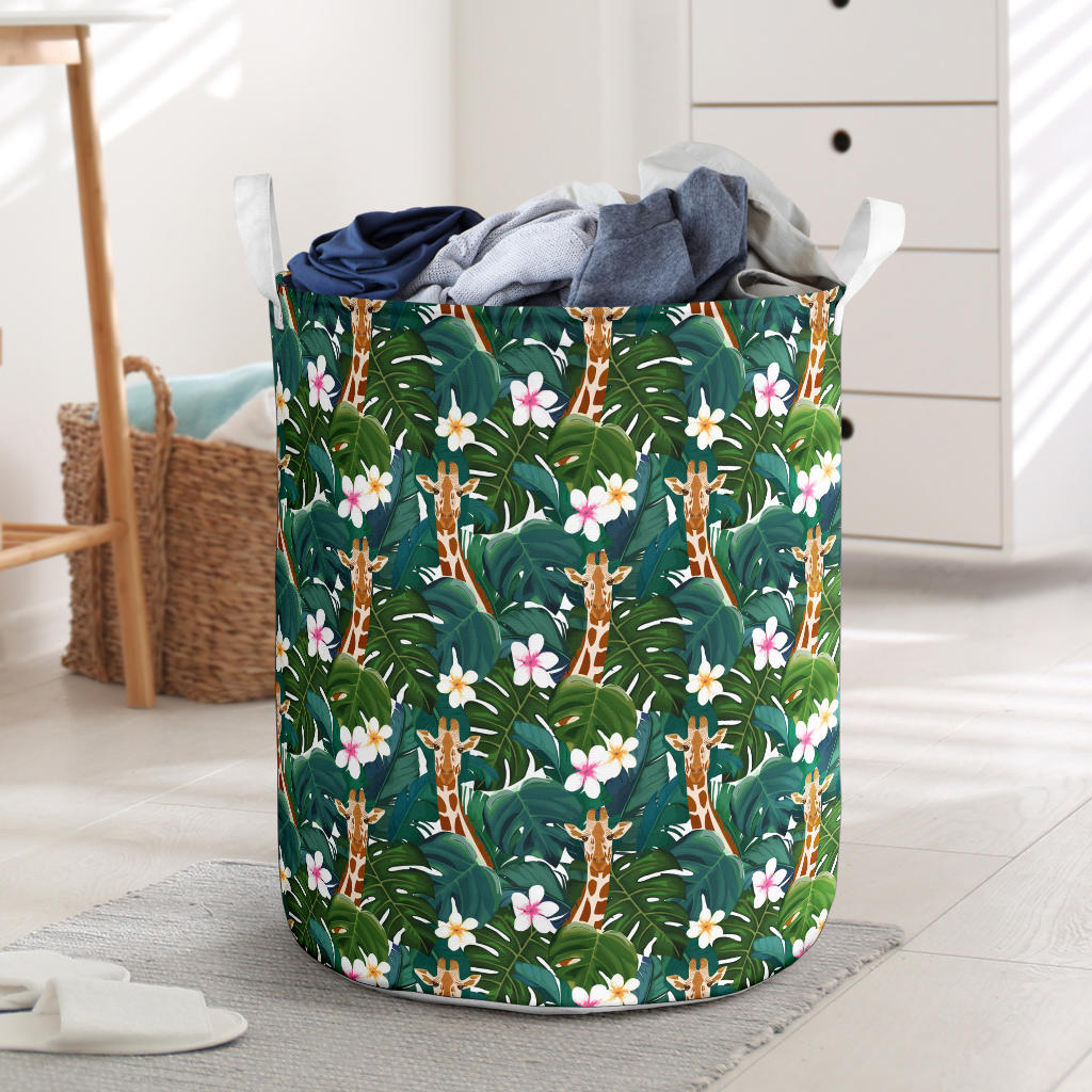 Giraffe Jungle Design Print Laundry Basket