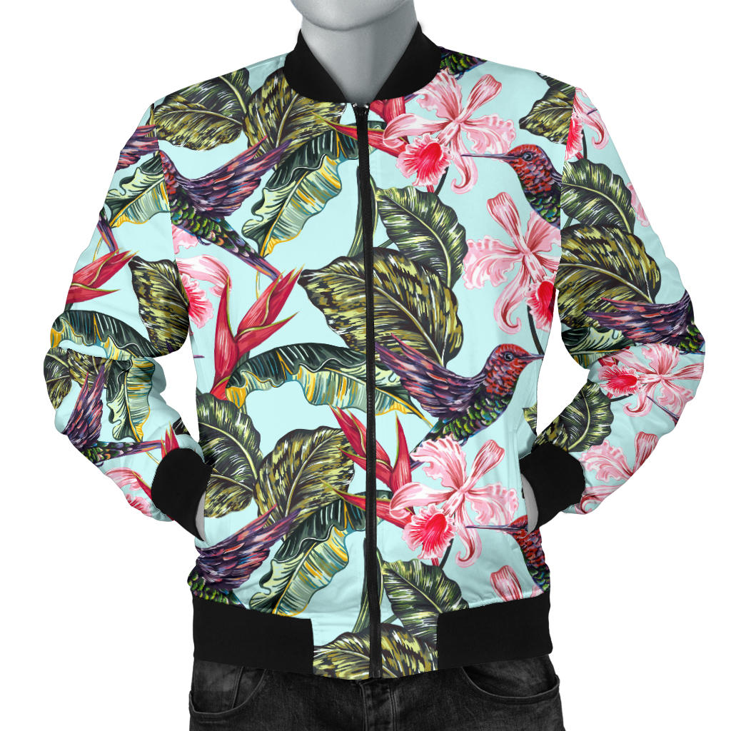 Hummingbird Cute Themed Print Men Bomber Jacket