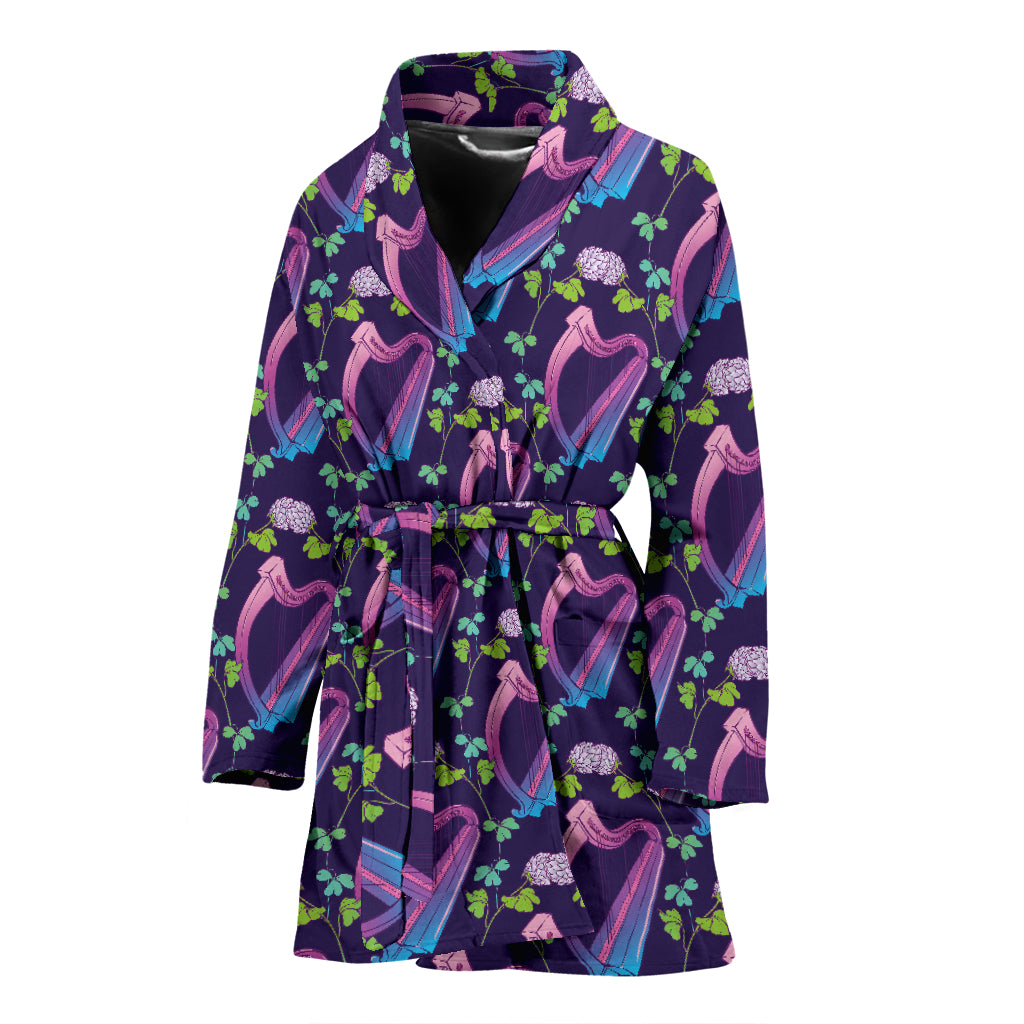 Harp Print Design LKS403 Women Bathrobe