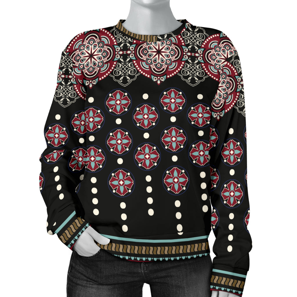 Ethnic Dot Style Print Pattern Women Long Sleeve Sweatshirt