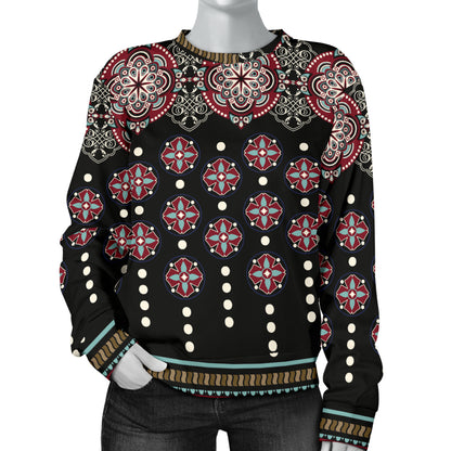 Ethnic Dot Style Print Pattern Women Long Sleeve Sweatshirt
