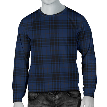 Navy Blue Tartan Plaid Pattern Men Long Sleeve Sweatshirt