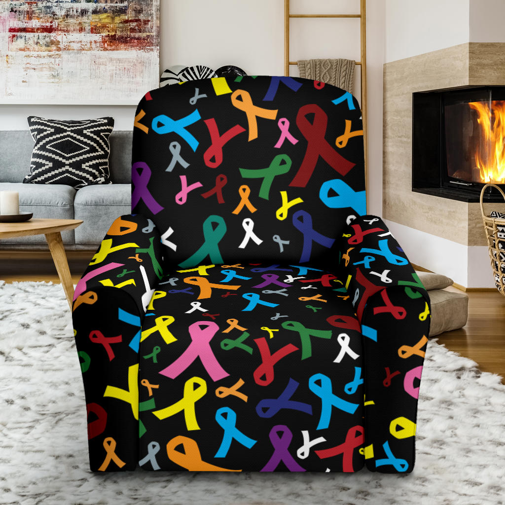 Cancer Awareness Pattern Print Design 03 Recliner Slipcover with Pocket