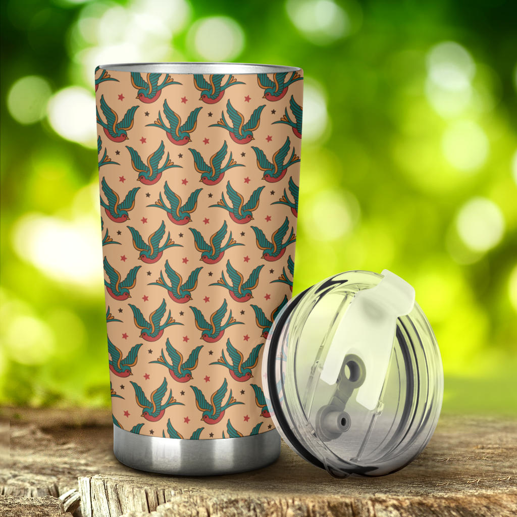 Old School Tattoo Swallow Design Tumbler