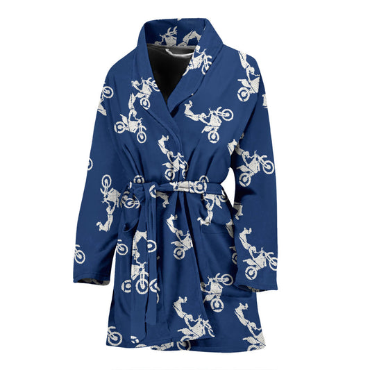 Motocross Pattern Print Design 01 Women Bathrobe