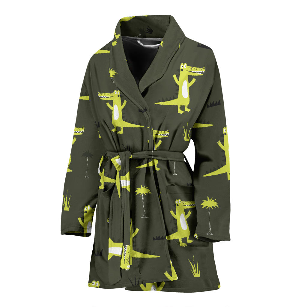 Alligator Pattern Print Design 05 Women Bathrobe
