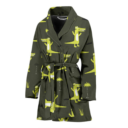 Alligator Pattern Print Design 05 Women Bathrobe