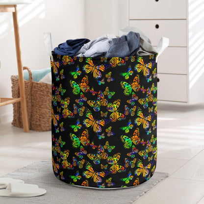 Butterfly Neon Color Print Pattern Laundry Basket