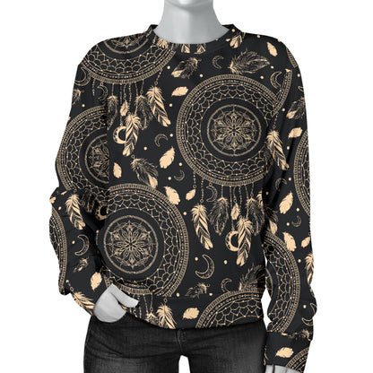 Dream Catcher Mandala Boho Moon Women Long Sleeve Sweatshirt