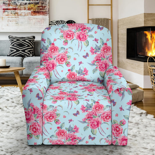 Camellia Pattern Print Design 01 Recliner Slipcover with Pocket