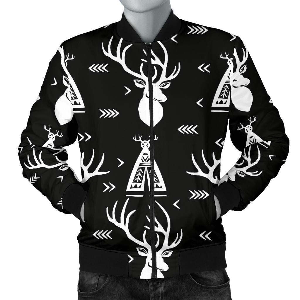 Deer Native Indian Print Pattern Men Bomber Jacket