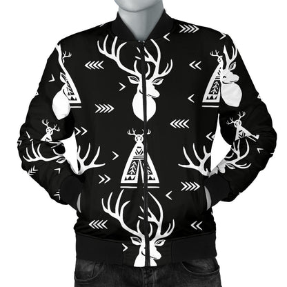 Deer Native Indian Print Pattern Men Bomber Jacket