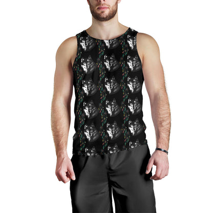 Wolf Black Dream Catcher Design Print Men Tank Top