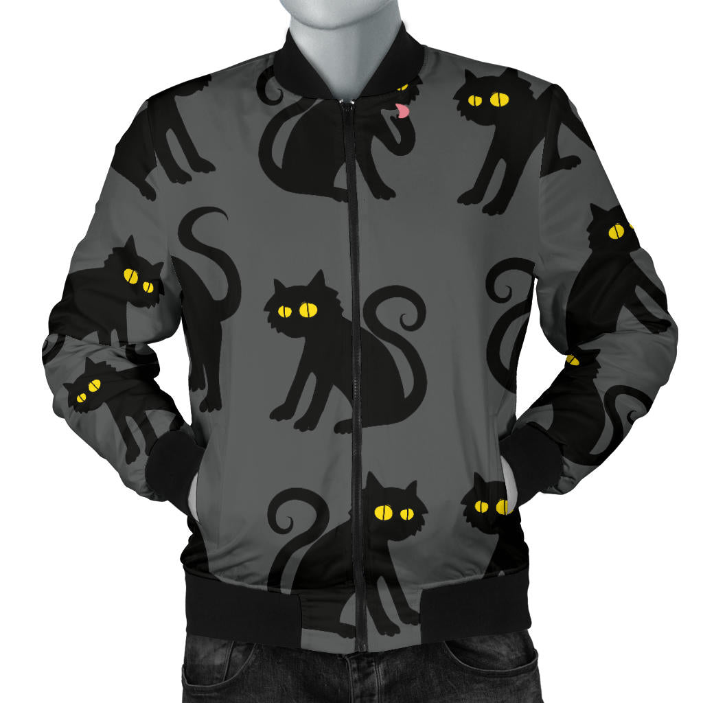 Black Cat Cute Print Pattern Men Bomber Jacket