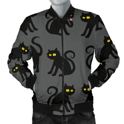 Black Cat Cute Print Pattern Men Bomber Jacket