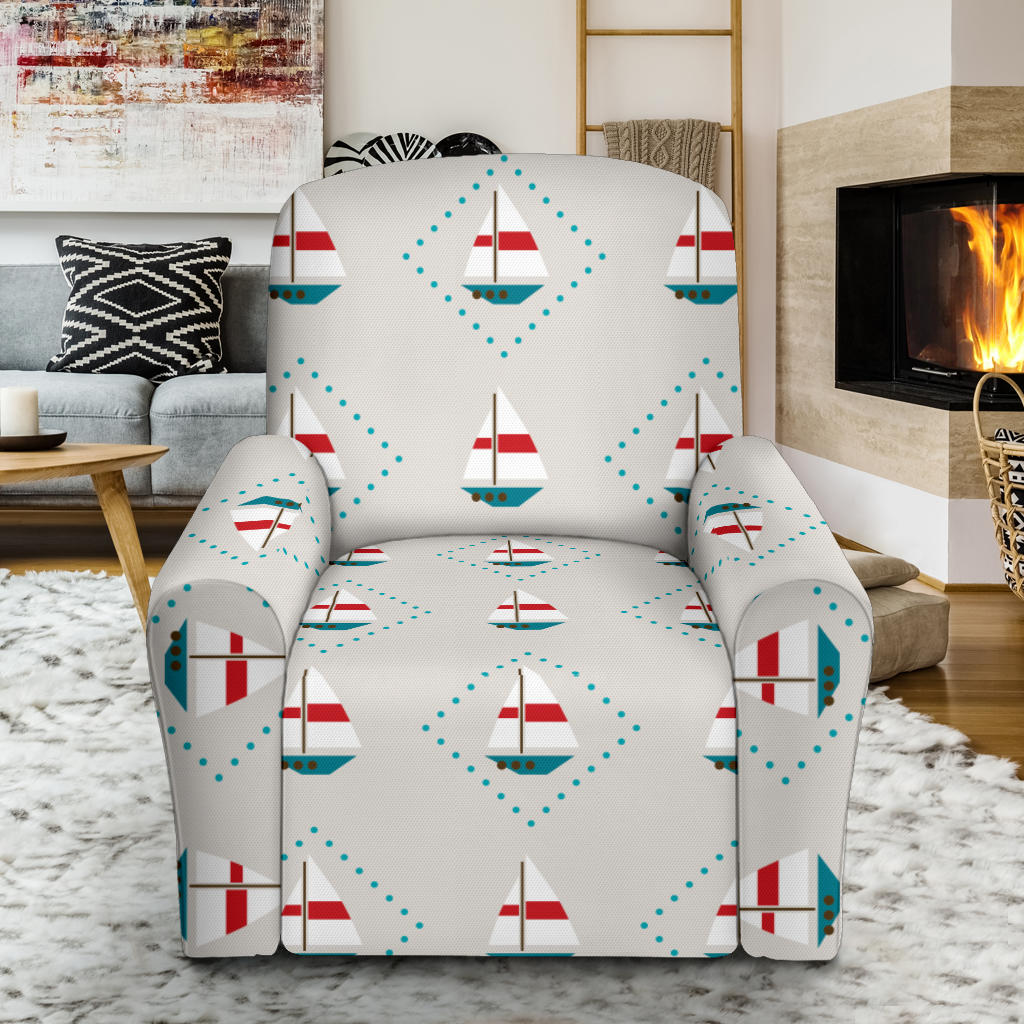 Sailboat Print Design LKS301 Recliner Slipcover with Pocket