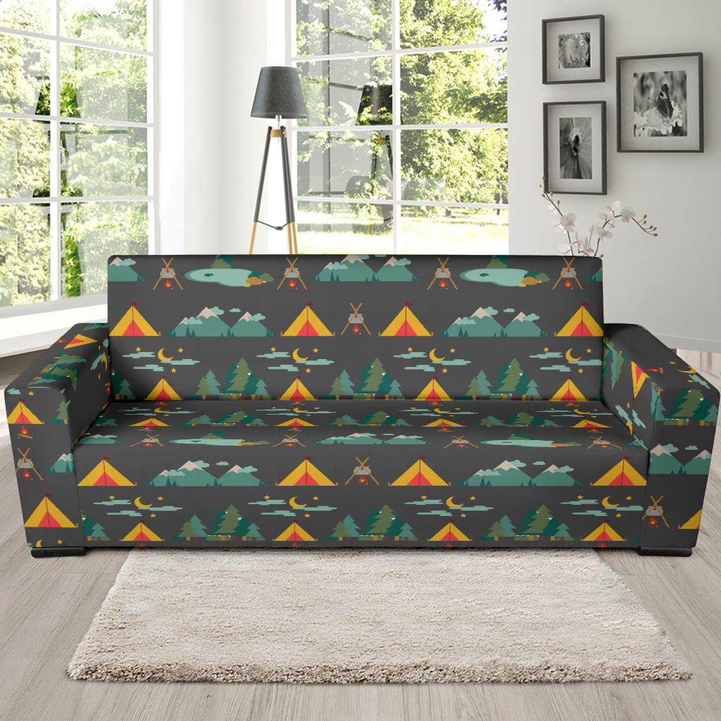 Camping Tent Pattern Print Design 03 Sofa Slipcover