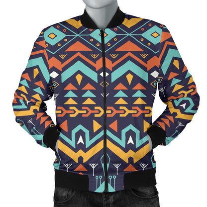 Aztec Style Print Pattern Men Bomber Jacket