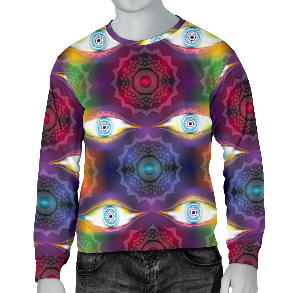 Chakra Eye Print Pattern Men Long Sleeve Sweatshirt
