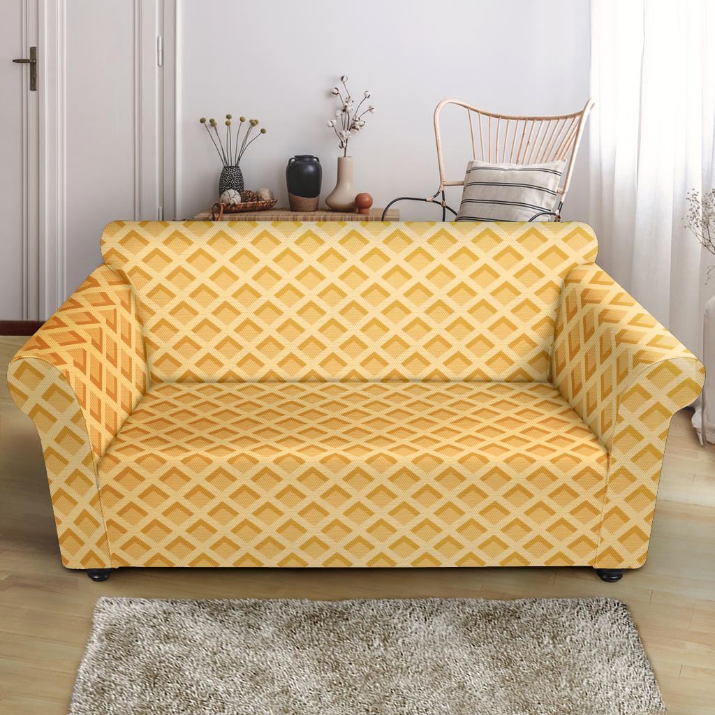 Waffle Texture Print Design LKS302 Loveseat Couch Slipcover